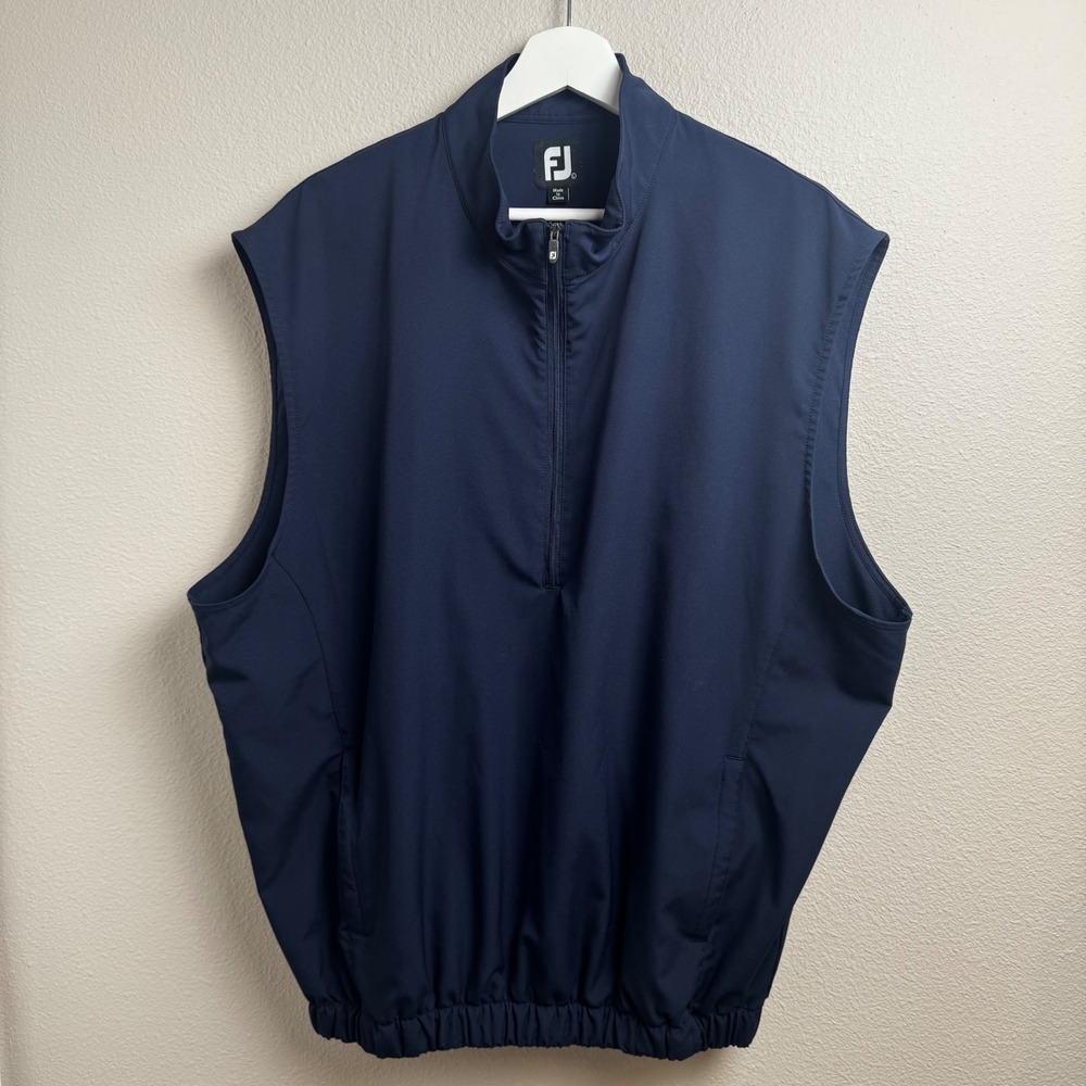 FootJoy Performance Golf Wind Vest Large Navy Blue Quarter Zip Sleeveless
